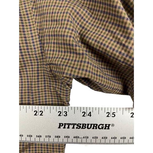 Roundtree & Yorke Mens Dress Shirt Large Green Gingham Check Button Down - Picture 8 of 9